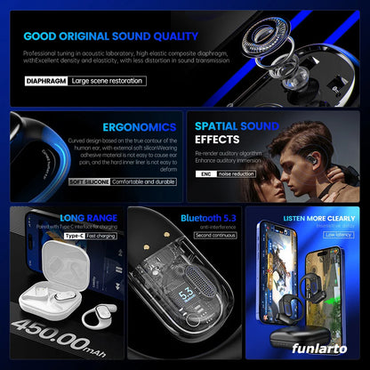 Ergonomic Open-Ear Earbuds with Secure Fit & Rich Sound